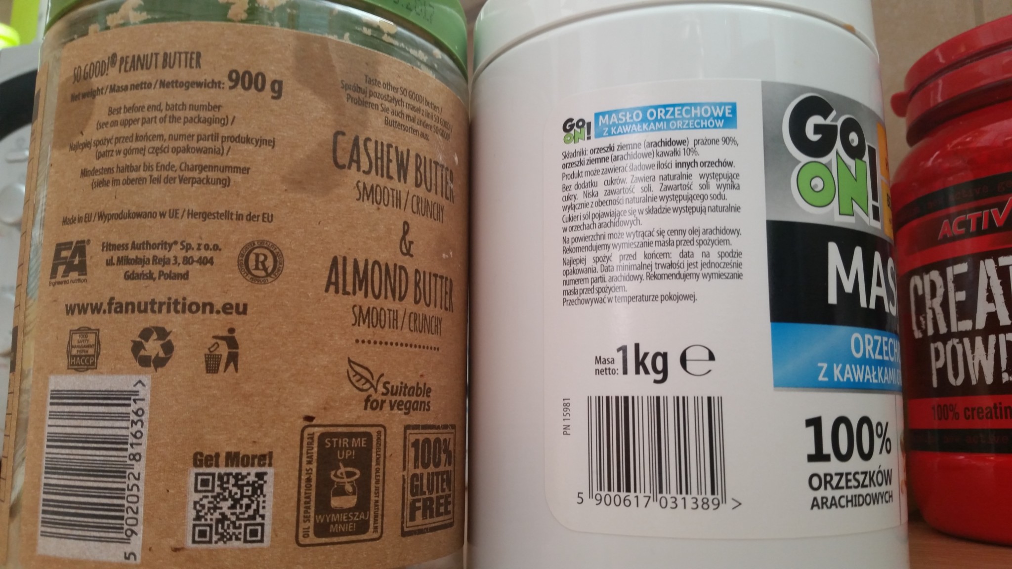 Porównanie składu na etykietach masła orzechowego - wartości odżywcze
